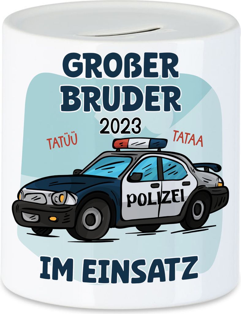 Großer Bruder Im Einsatz 2023 Spardose Polizist Geschwister Liebe Retter Beschützer Familie Liebe Tatü Tata