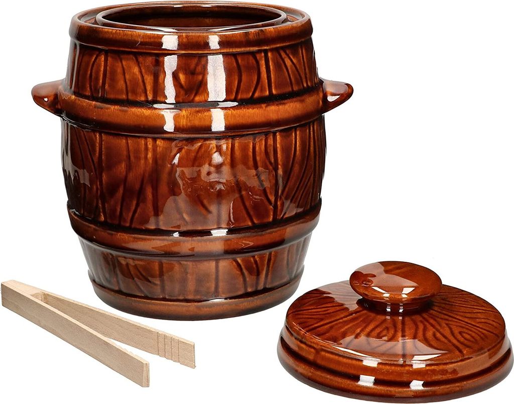 KOTARBAU Tontopf Hermetisch Verschließbar 3,5 L zum Gären mit Deckel + Holzzange Gratis