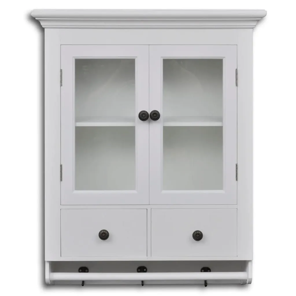 Armoire suspendue de cuisine blanche en bois avec vitrine moderne