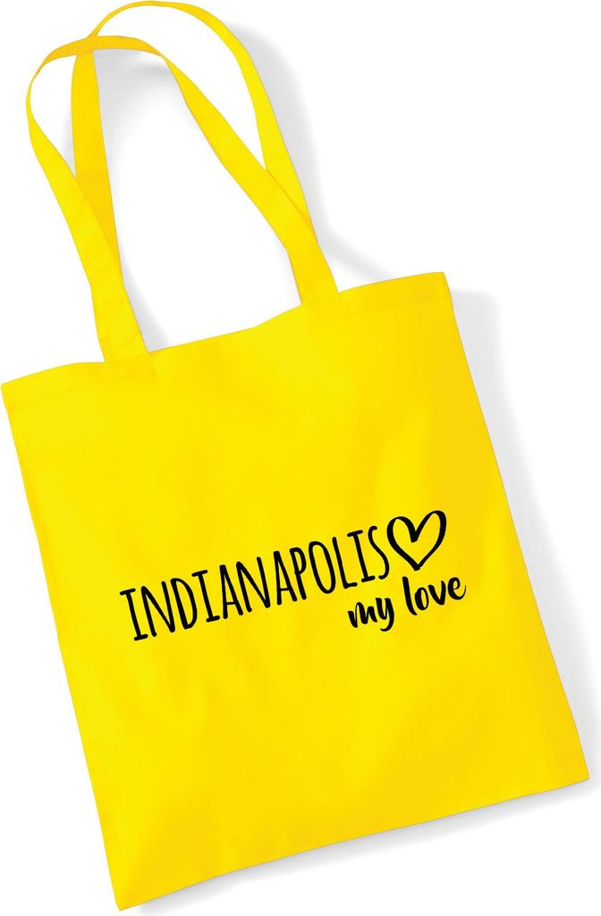 Huuraa Jutebeutel Indianapolis my love 10 Liter Yellow Baumwolle Tasche Geschenkidee