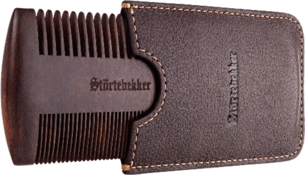 Peigne à barbe artisanal en bois antistatique avec étui de poche