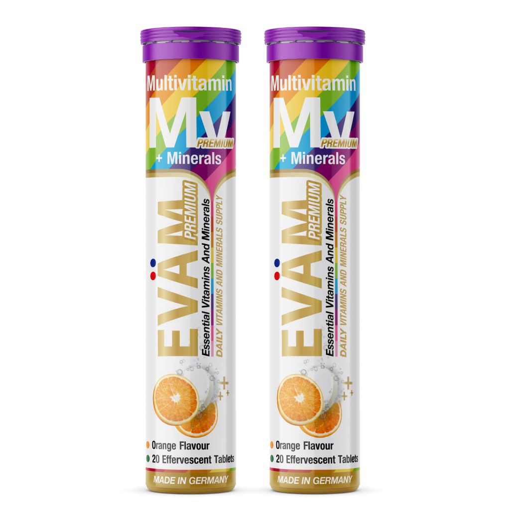 EVÄM Multivitamin + Mineralien Brausetabletten 2er Pack – 12in1 aus Vitaminen & Mineralstoffen, vegan, zuckerfrei, hergestellt in Deutschland