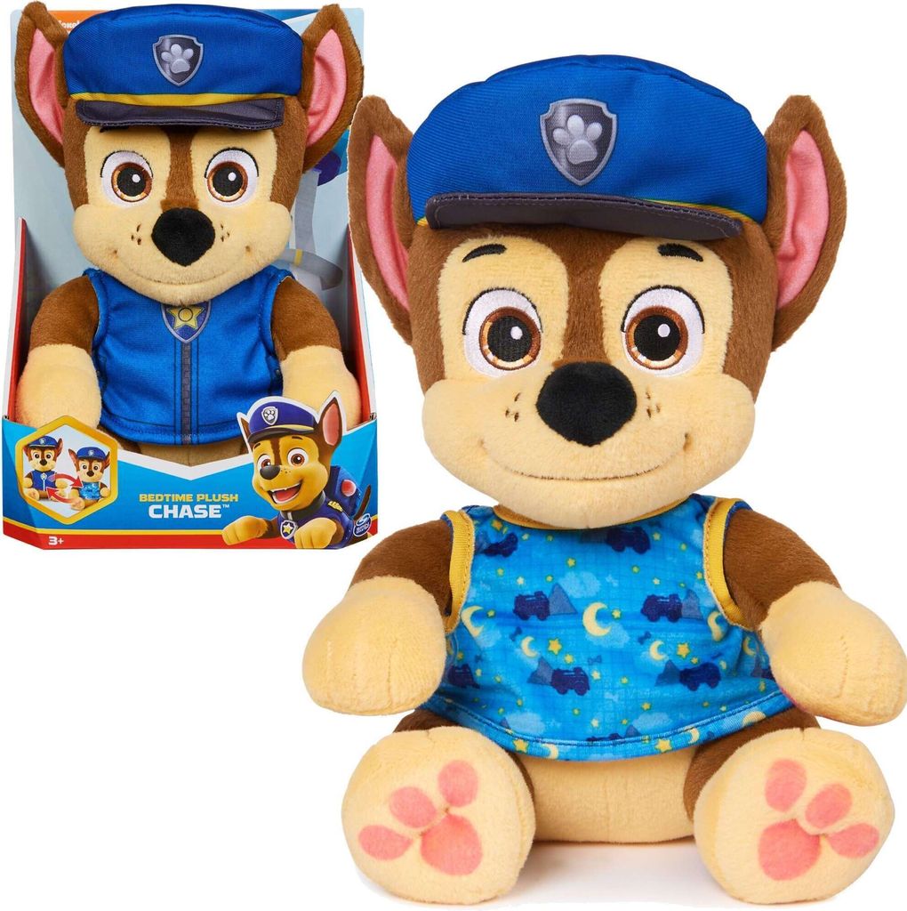 Paw Patrol Bedtime Mascotte en peluche Chase peluche douce Image du produit 