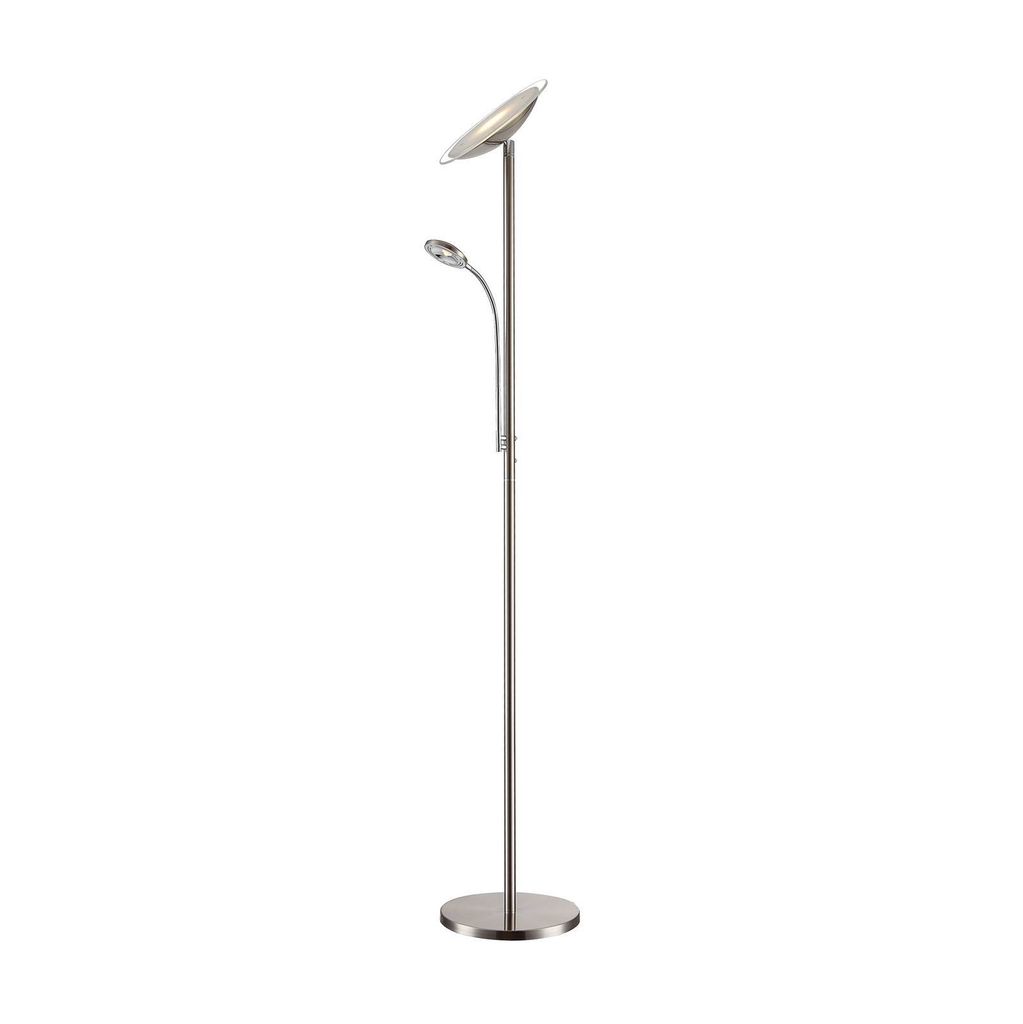 Lindby LED-Stehlampe Malea, nickel, Leselampe, dimmbar Produktbild 