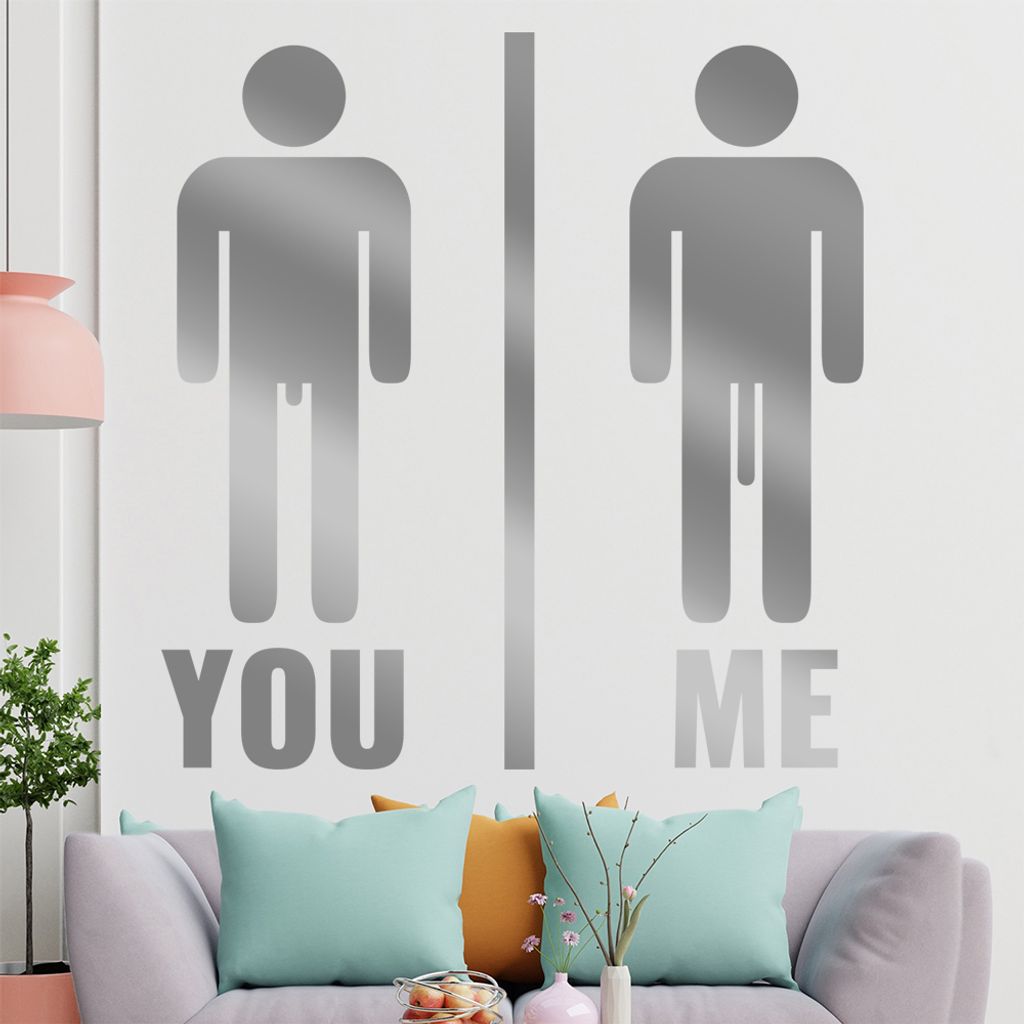 KIWISTAR Me and You - Penis Vergleich Wandtattoo in 6 Größen - Wandaufkleber Wall Sticker - Dekoration, Küche, Wohnzimmer, Schlafzimmer, Badezimmer