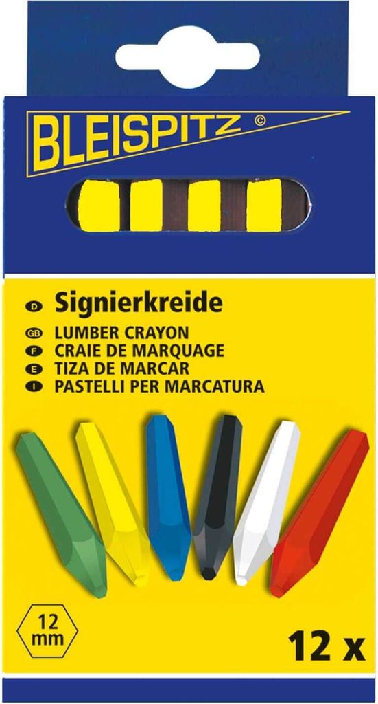 Bleispitz Signierkreide, unpapiert, sechskant, gelb (Pack à Produktbild 