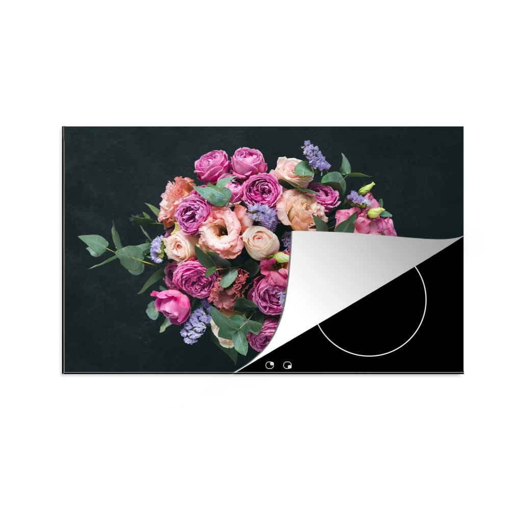 KitchenYeah Herdabdeckplatte Blumen - Pastell - Rosa , 76x51cm, Küche Deko, Glaskeramikkochfeld Herdabdeckung, Abdeckplatte fùr Kochfeld