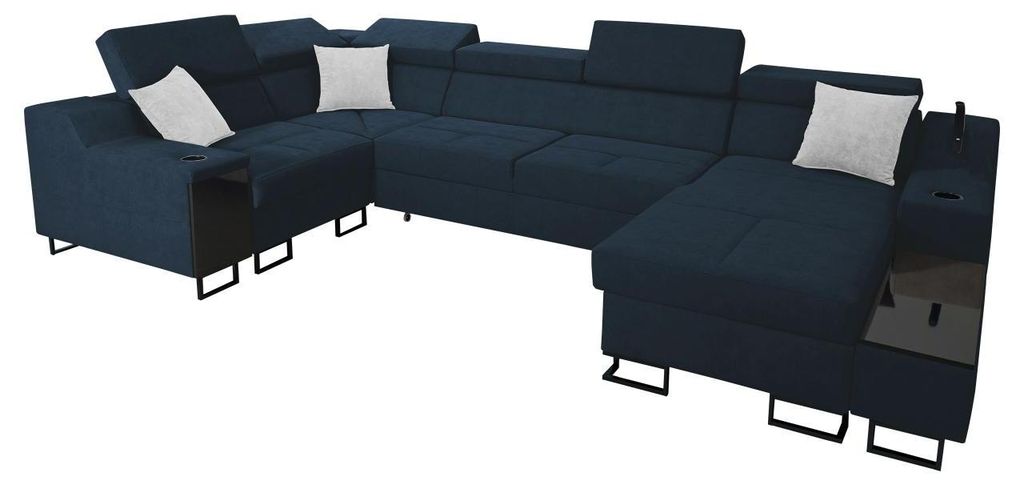 MIRJAN24 Ecksofa Alicante IV Mini, Schlaffunktion und Bettkasten, Lampe mit USB-Anschluss, L-Form Polsterecke (Uttario Velvet 2967 + Uttario Velvet...
