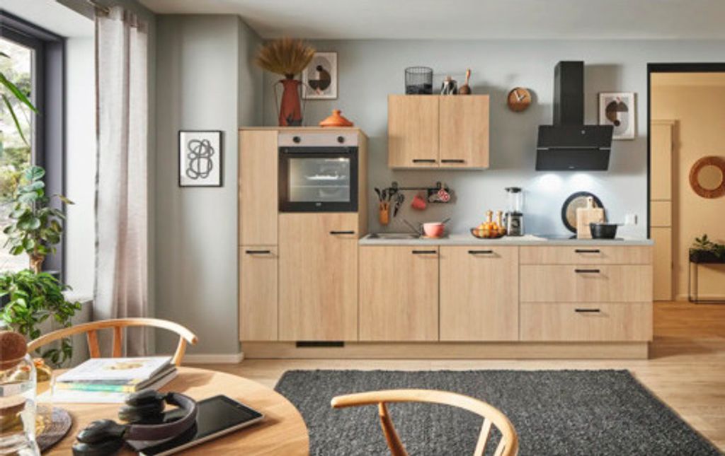 PICCANTE Plus Küchenzeile ohne Geräte Casual 290 cm eiche aviva matt vormontiert Variante rechts 4067368018944