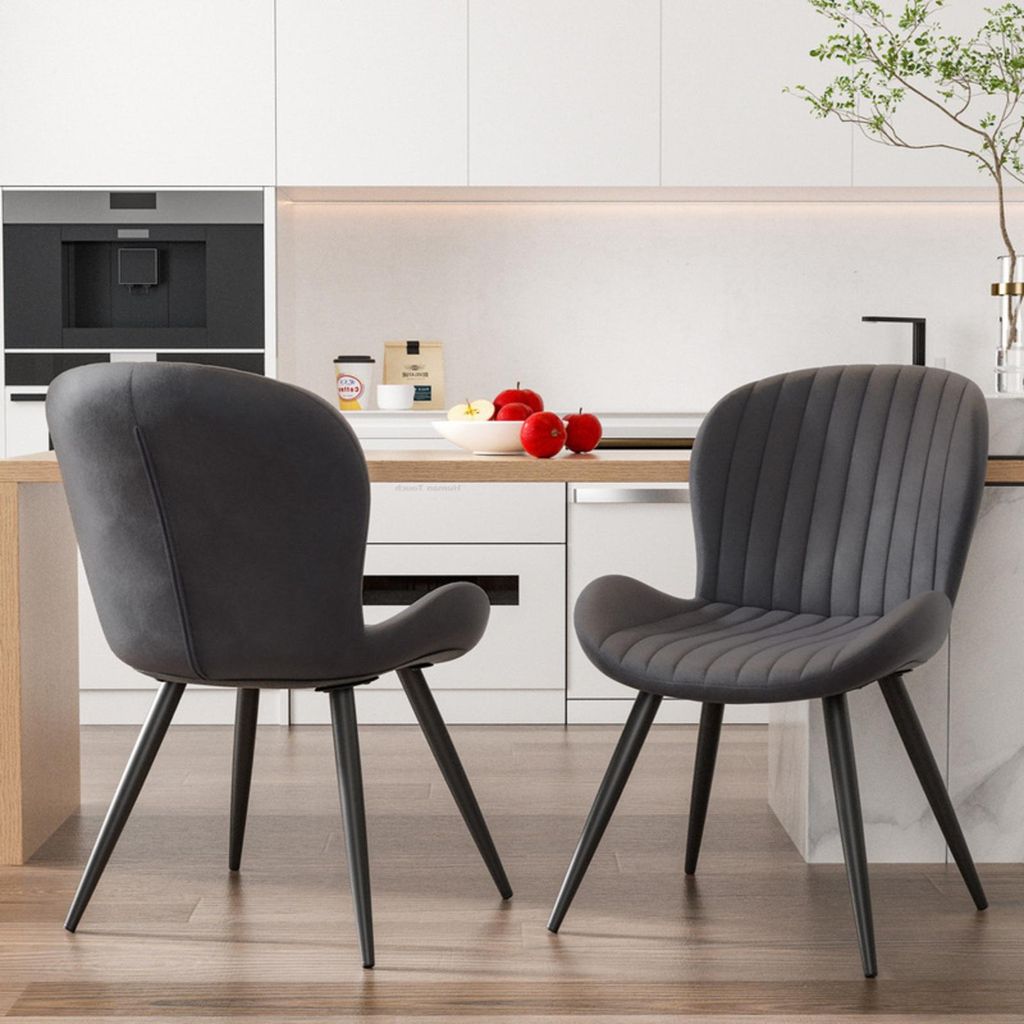 Hawthyhome Esszimmerstühle 2er Set Polsterstuhl mit Metallbeine für Küche Esszimmer Wohnzimmer Dunkelgrau