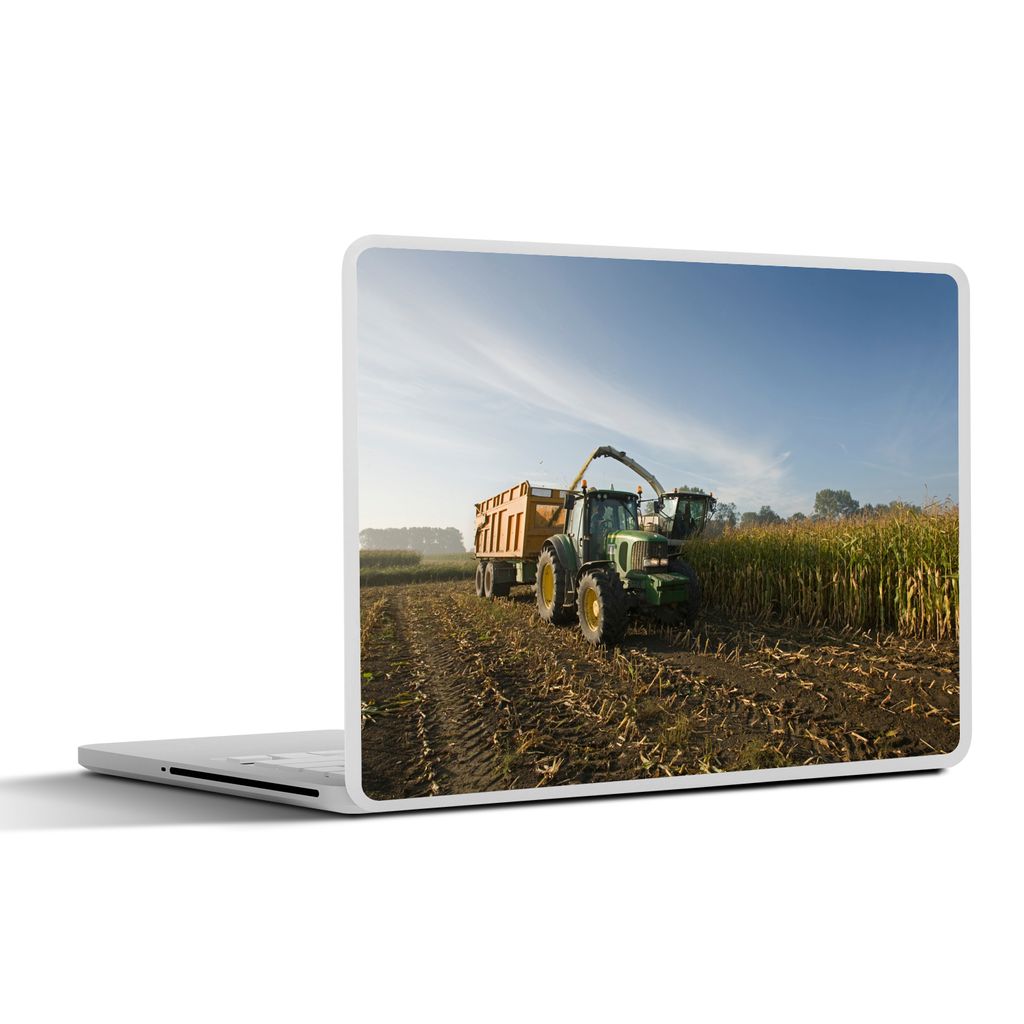 MuchoWow Laptop Aufkleber Sticker Cover Traktor - Anhänger - Mais - Grün - Landleben 31x22.5 cm - Laptop-Deko