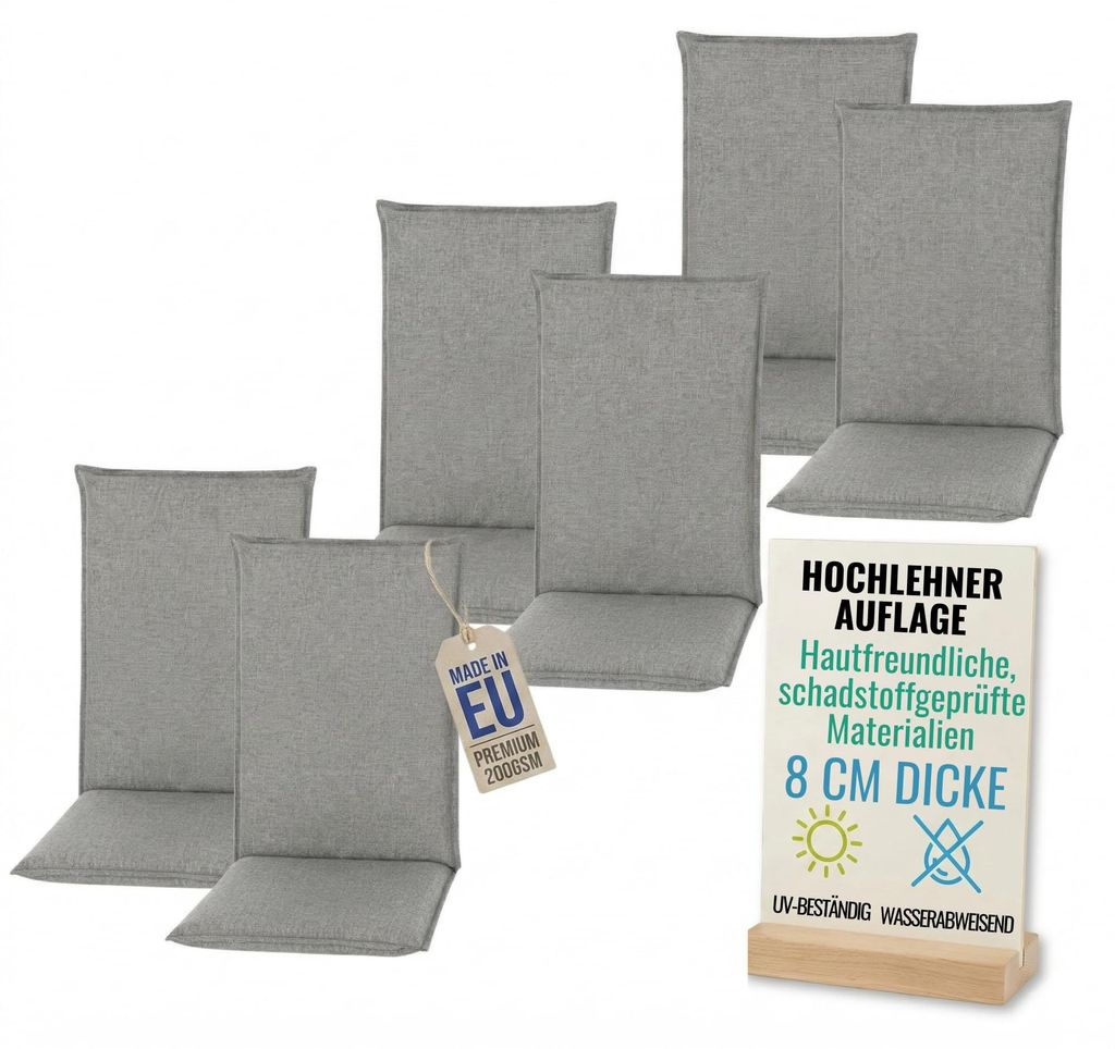 Pillows24 - 6x Hochlehner Auflagen 120x50x8 cm | Bequeme & Produktbild 