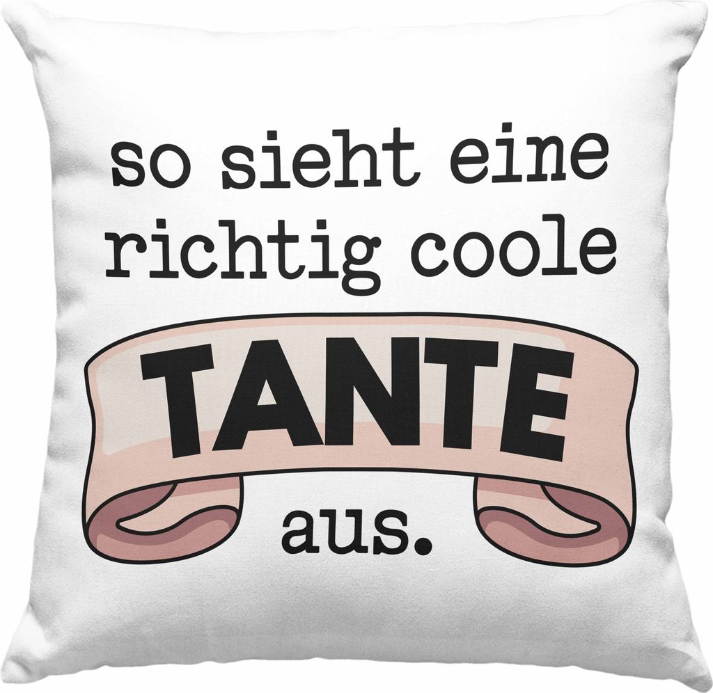 Trendation - Beste Tante Geschenk Deko-Kissen mit Füllung 40x40 mit Spruch Deko-Kissen mit Füllung 40x40 für Coole Tante (Rosa)