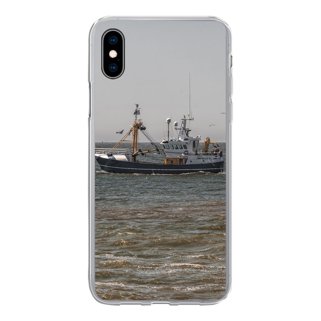 MuchoWow Handyhülle Schutzhülle Hülle für iPhone Xs Nordsee - Fischerboot - Wasser Silikon Softcase Handy Hülle - Handytasche