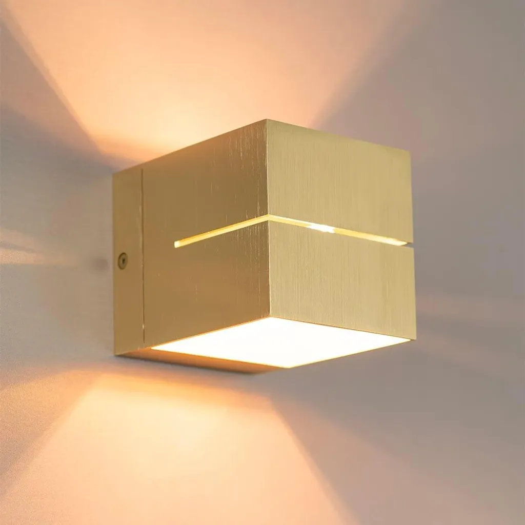 LUSENZ Applique murale cube 3W G9 or brossé IP20 dimmable design chic