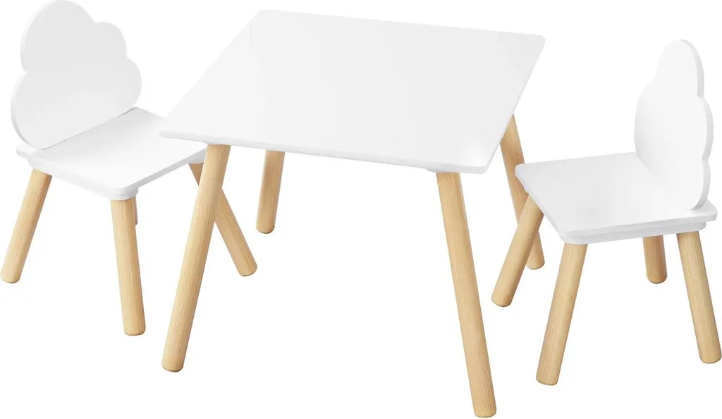 Set Tavolo e 2 Sedie Bambini Nero 52x52cm | Struttura Pino e MDF