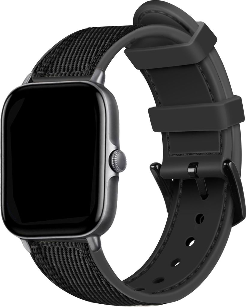 Strap-it Xiaomi Amazfit GTS 2 Nylon-Hybridarmband (Schwarz)