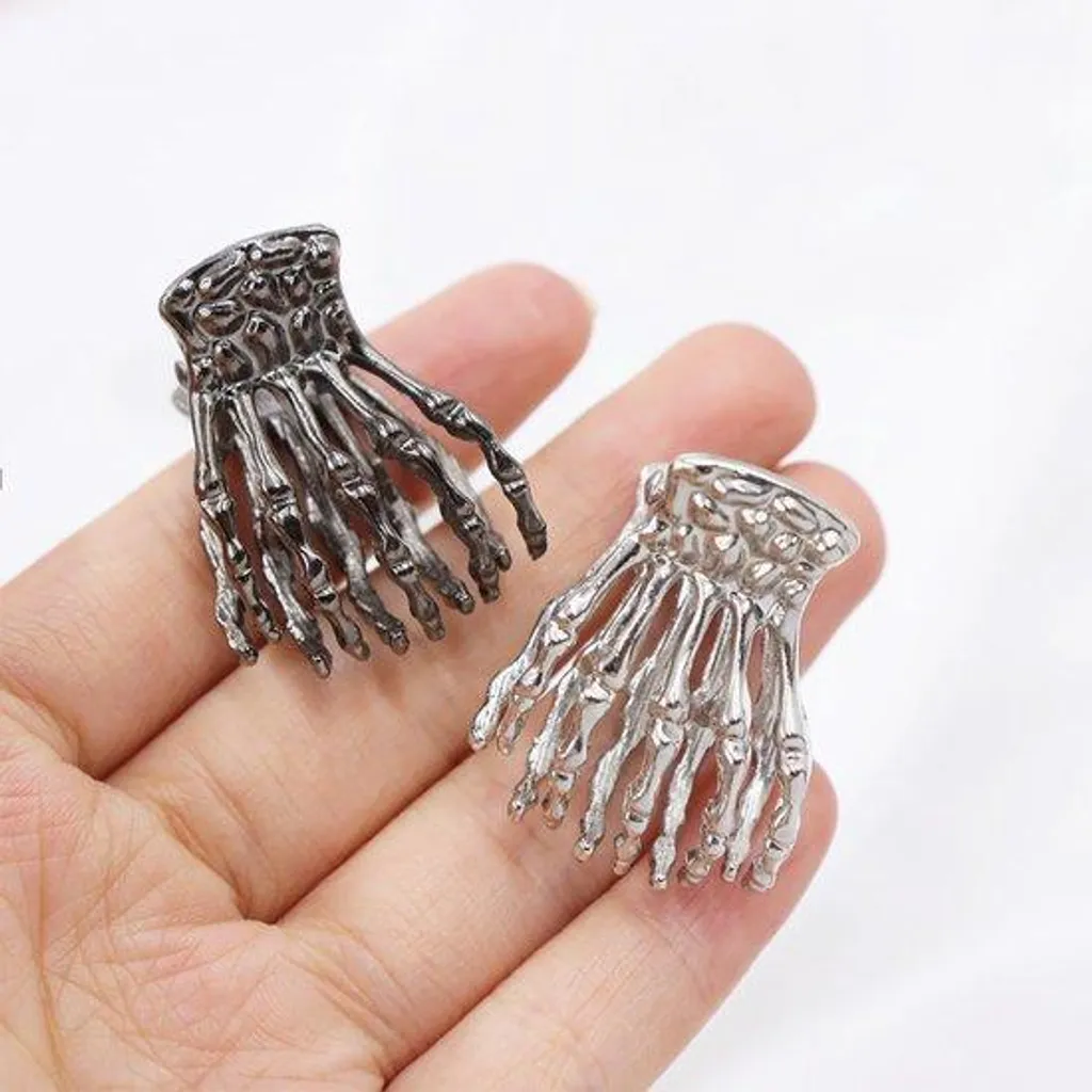 Bijoux de cheveux Halloween gothiques noirs en argent style Cosplay