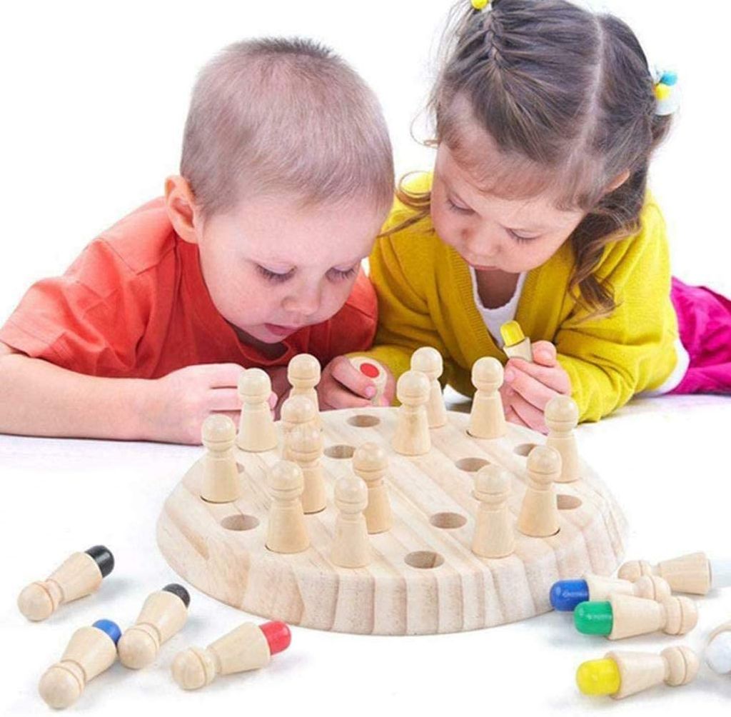 Holzpuzzle Schach Spielzeug,Kinder-Holz-Memory Match Schach-Spielzeug,Kinde 