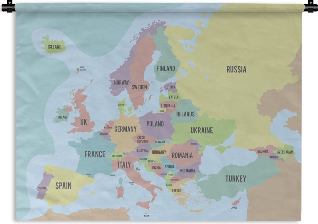MuchoWow Wandteppich Wandbehang Karte - Europa - Briefe 150x112 cm Tapisserie Dekoration Wandtuch - Wanddecke - Wandteppiche