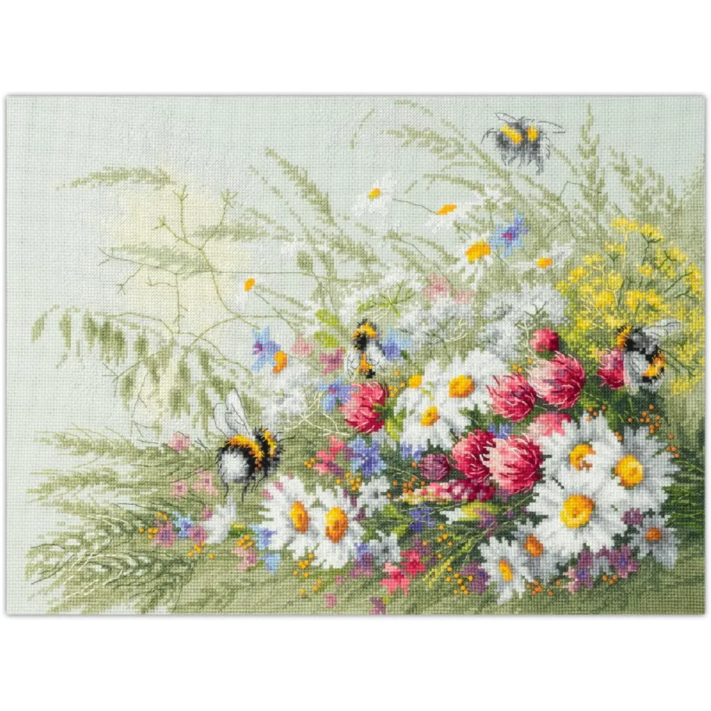 Kit Broderie Zweigart Marguerite et Trèfle - Toile Aida 14ct 40x30cm