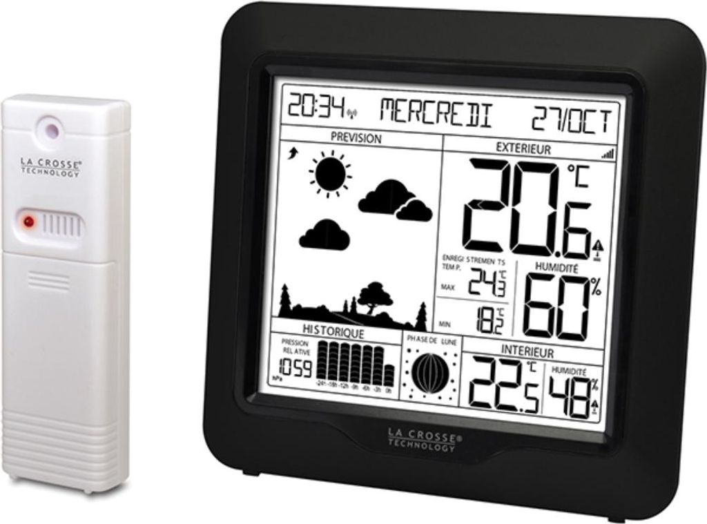 Drahtlose wetterstation mit schwarzem lcd-bildschirm La crosse technology WS6823-BLA