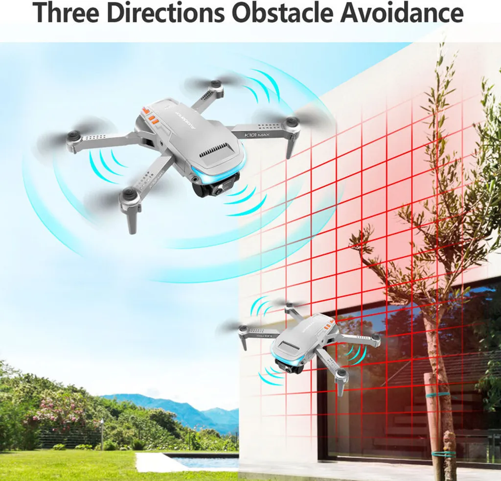 Drone caméra évitement obstacle 2K argenté pliable pack complet - 4