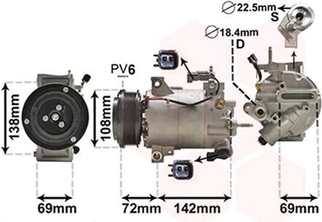 Compresseur de climatisation VAN WEZEL 1800K603 VS16 pour Ford Fiesta Mk6