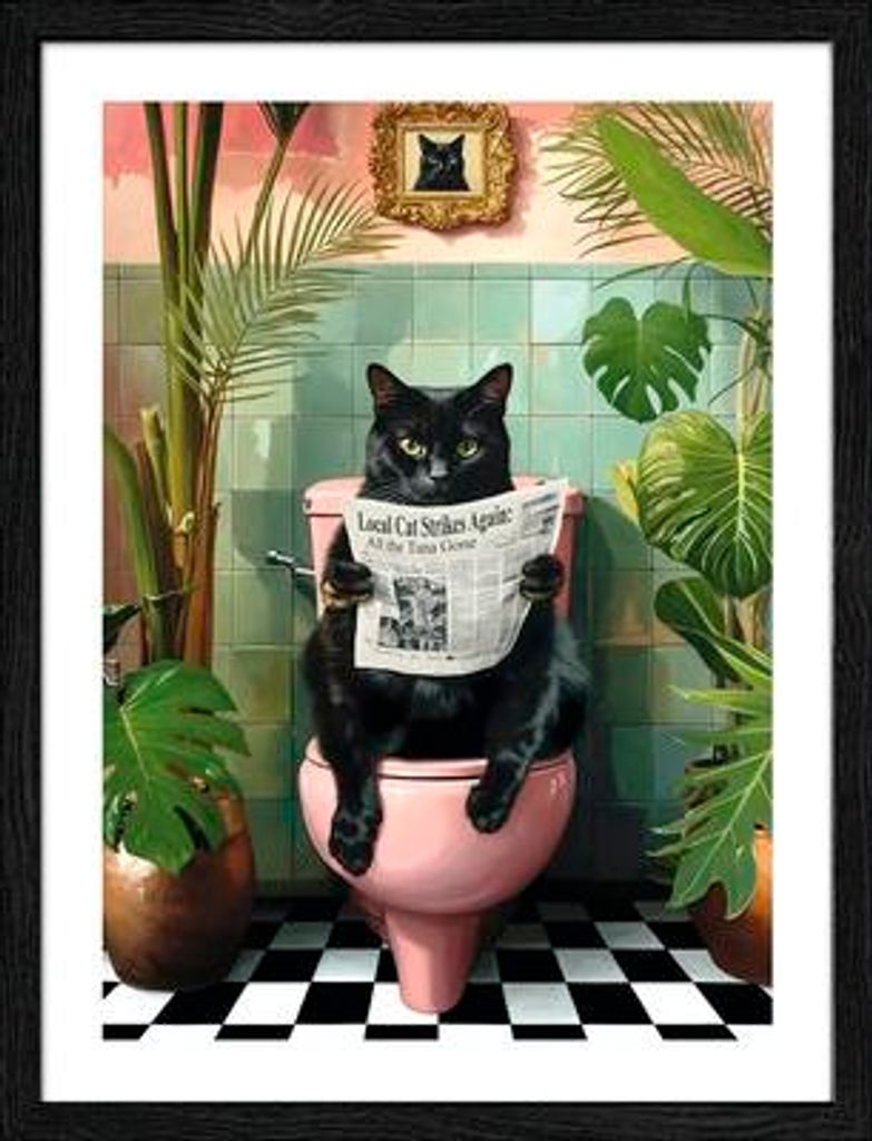 Gerahmtes Bild Lustige Katze 33x43 cm Produktbild 