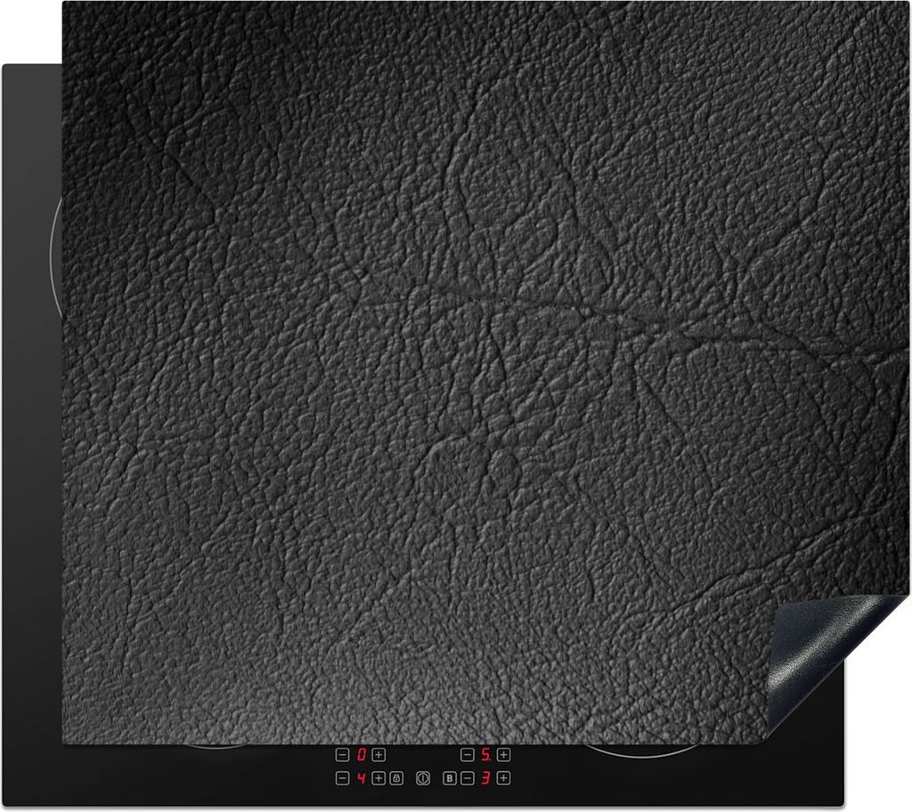 KitchenYeah Herdabdeckplatte Leder - Lederoptik - Industriell - Schwarz , 59x51cm, Küche Deko, Glaskeramikfeld Herdabdeckung, Abdeckplatte fùr ...