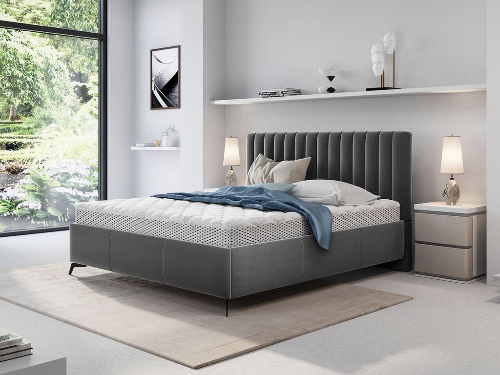 Manželská posteľ s úložným priestorom 160x200 TANIX - šedá Obrázok produktu 