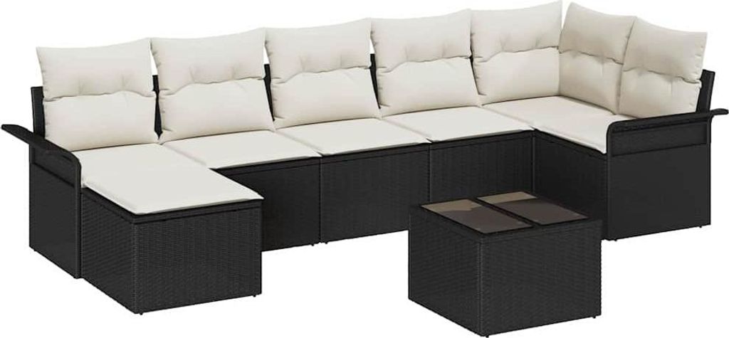 Gartensofa-set mit Speicher 8 pcs Schwarz Poly-Rattan