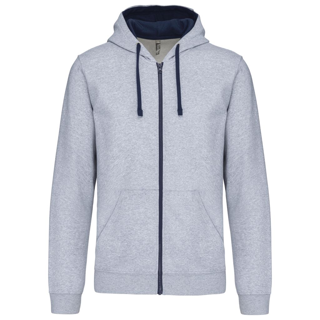 Kariban HERREN-KAPUZENSWEATSHIRT BICOLOR mit Reißverschluss Produktbild 