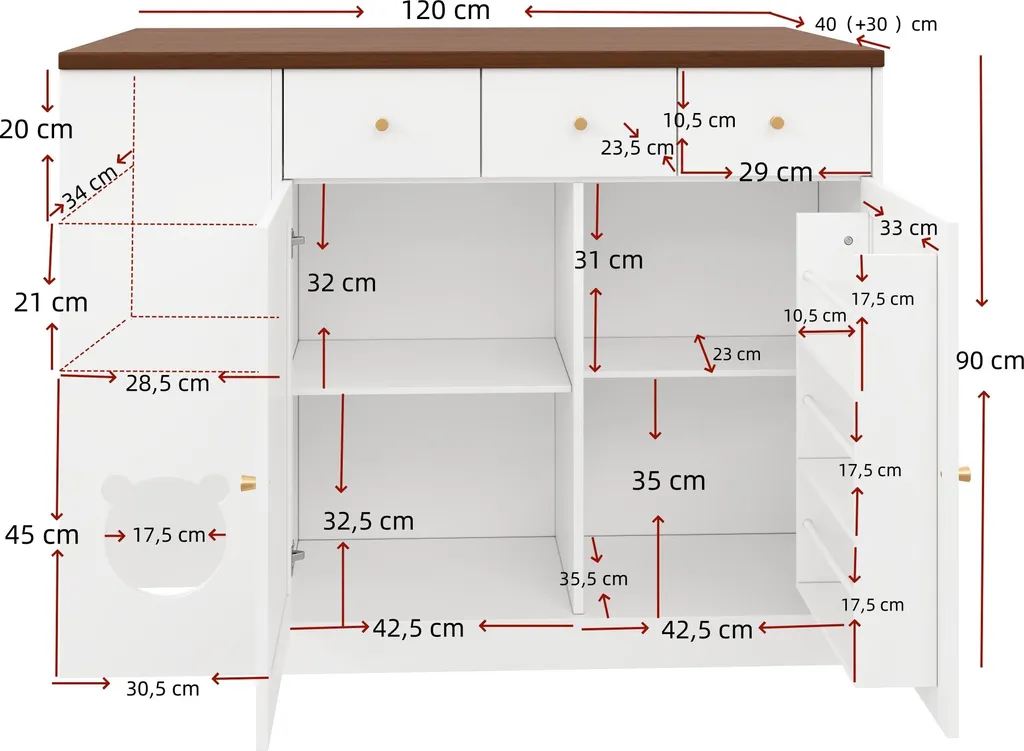 Meuble de Cuisine Blanc avec Plan Rabattable et Étagère à Épices Merax - 5