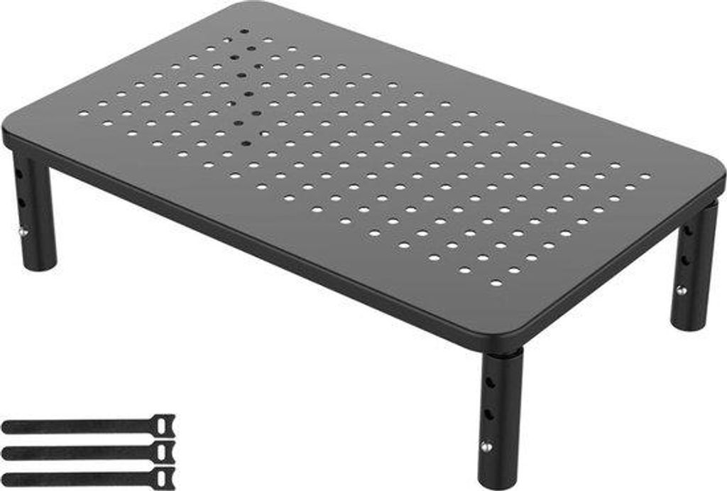 Monitorhöhenregler - Höhenverstellbare Stand für Monitore (3 Arten) - Geeignet für PC-Monitore, Laptops, Drucker - Maximal 20 kg - Schwarz Moni...