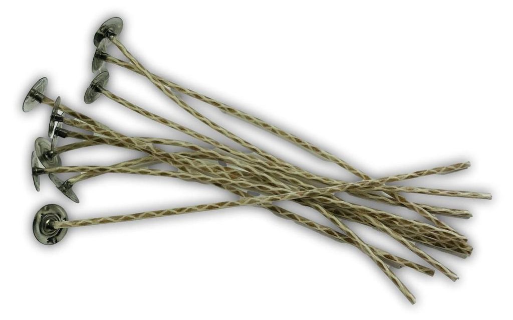 Baumwolldocht 6/30 mit Teller 20cm für Kerzen 10 Stück