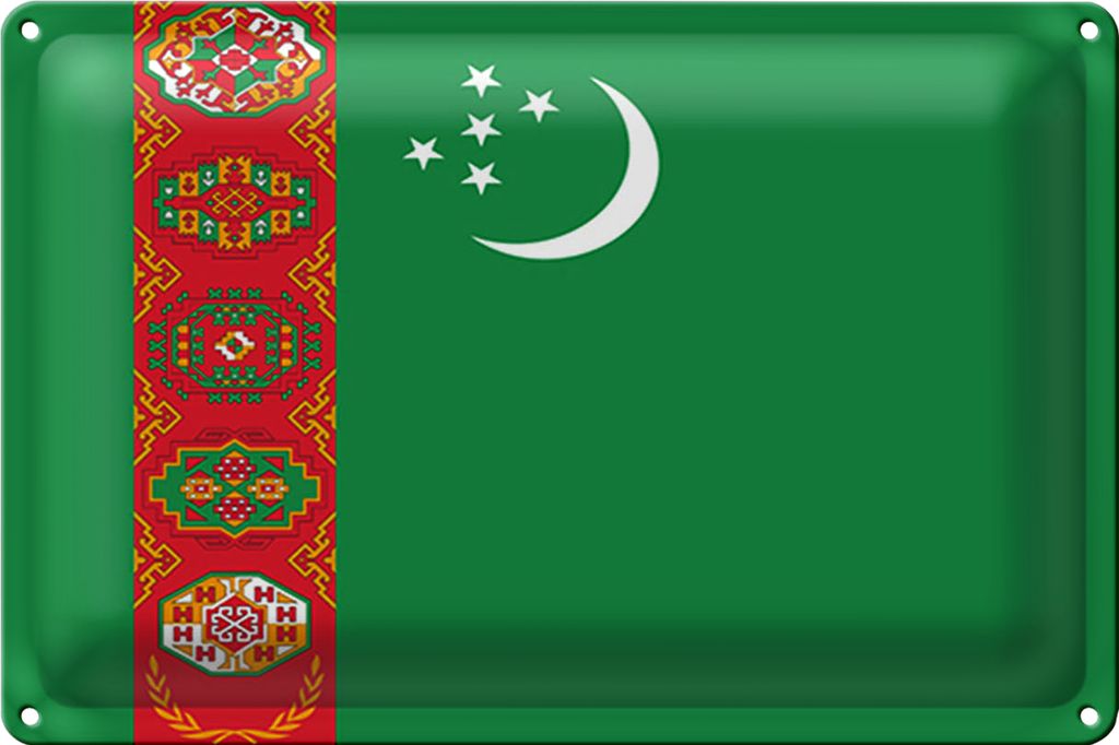 Blechschild Flagge Turkmenistan 30x20cm Flag Turkmenistan