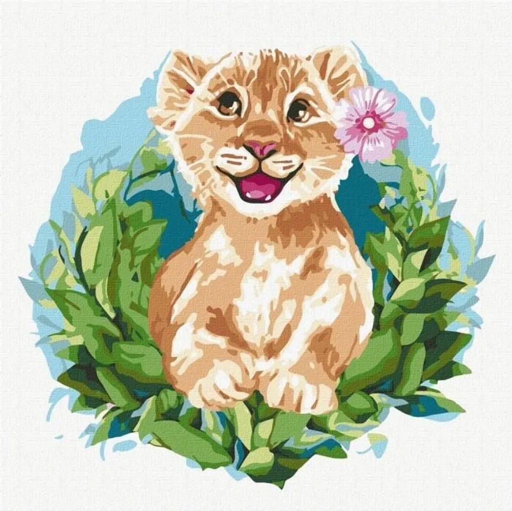 Activité créative : Peinture par numéros - Petite lionne 30x30 cm