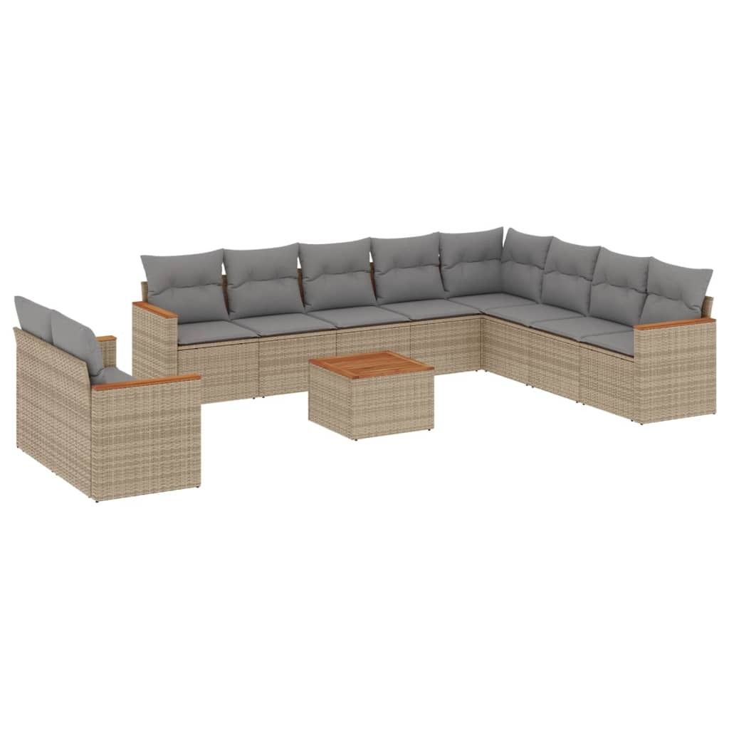 "WINTER SALE" 11-tlg. Garten-Lounge-Set - elegantes Design - Sitzgruppe/Gartengarnitur - mit Kissen Beige Poly Rattan - Terassenmöbel NeuMöbel618105
