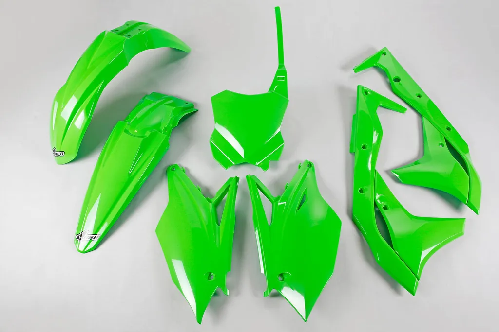 Set Plastiche UFO PLAST Kawasaki Verde OEM - Kit Completo 7 Pezzi