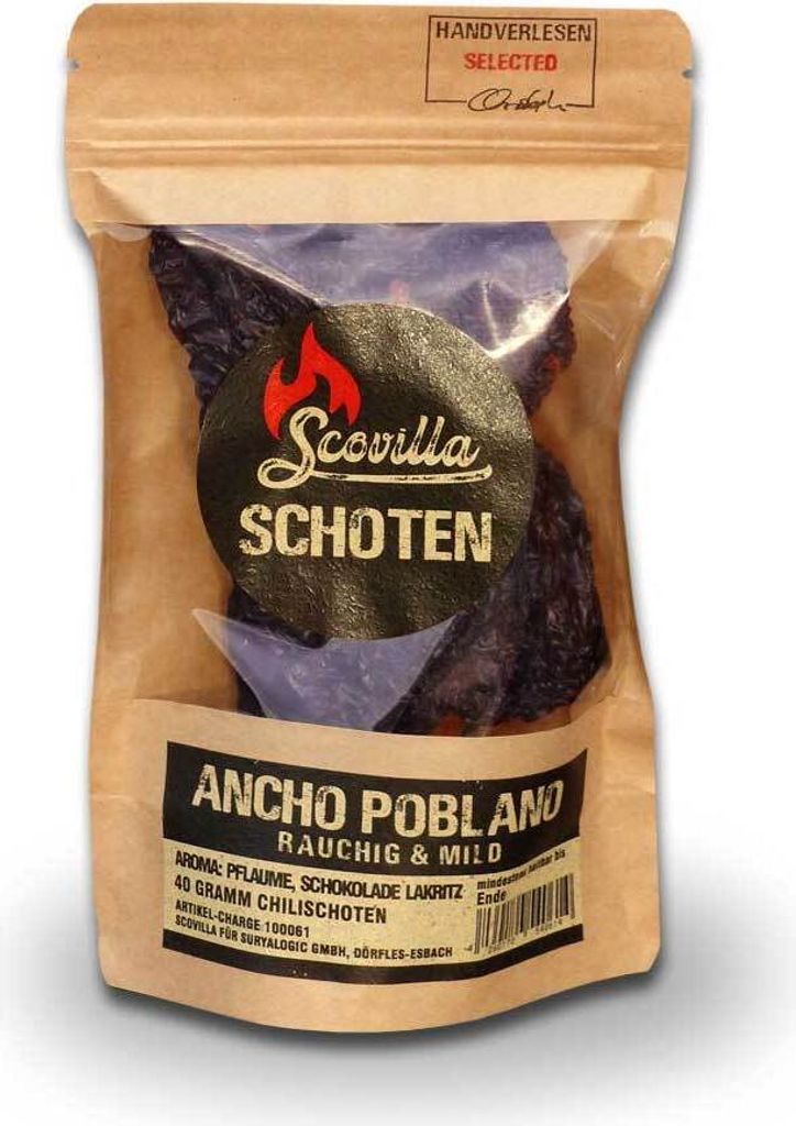Scovillas Ancho Poblano Schoten, getrocknet, 40g Produktbild 