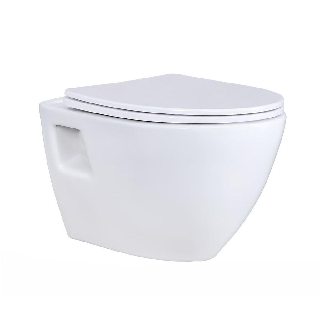 CREAVIT TERRA Hänge-WC oval – glänzend weiß, robuste Sanitärkeramik für moderne Wandmontage im Badezimmer