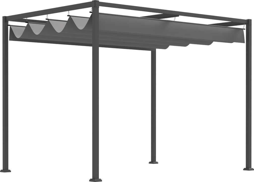 Pergola 3x2m Garten Pavillon, Terrassendachung aus Metall, Gartenpavillon mit verstellbares Dach, Freistehend, Sonnenschutz für Terrasse und Garte...