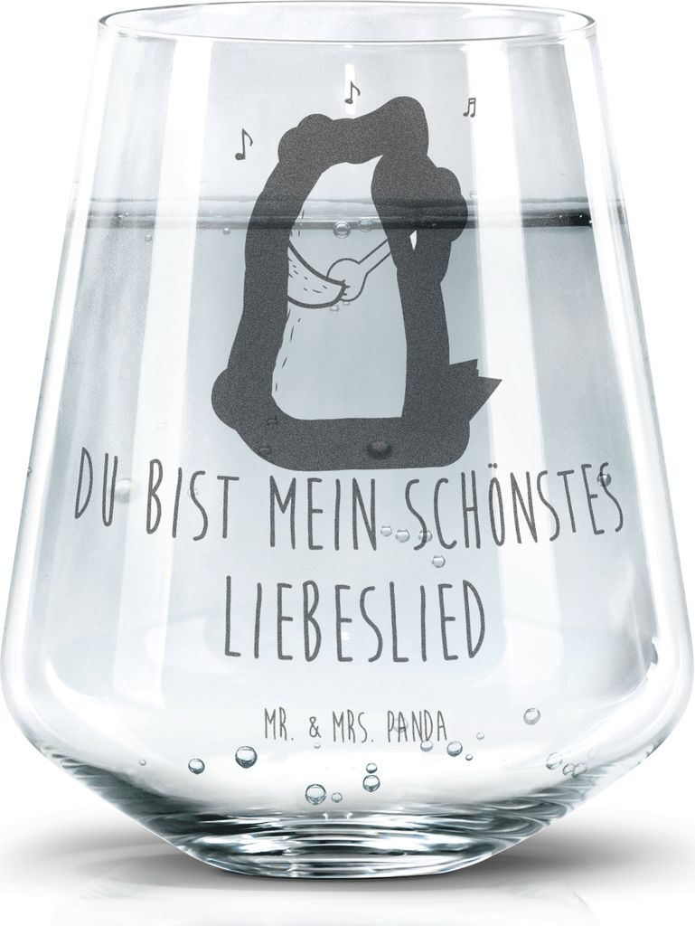Mr. & Mrs. Panda Glas Bär Lied - Transparent - Geschenk, Frau, Wasserglas, Herz, Teddy, Tumbler, Trinkglas, Valentinstag, Song, Spruch, Wasserbecher