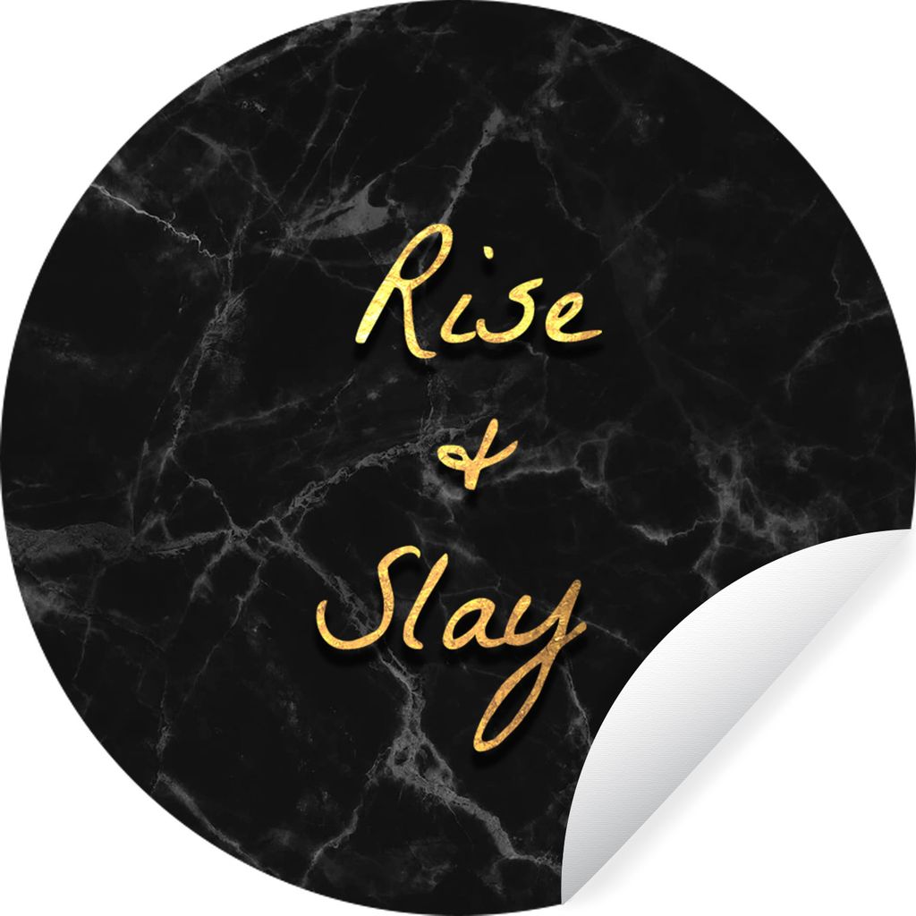 MuchoWow Runde Wandtattoo - Wandsticker Tapete Aufkleber Zitate - Sprichwörter - Gold - Marmor Ø 100 cm Selbstklebend und Repositionierbar - Wa...