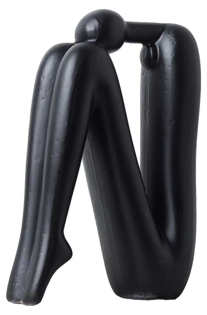 Abstrakte Strichmännchen-Figur, moderne minimalistische sitzende Mann-Harzstatue, Skulptur, Heim- oder Bürodekoration, Ornament D