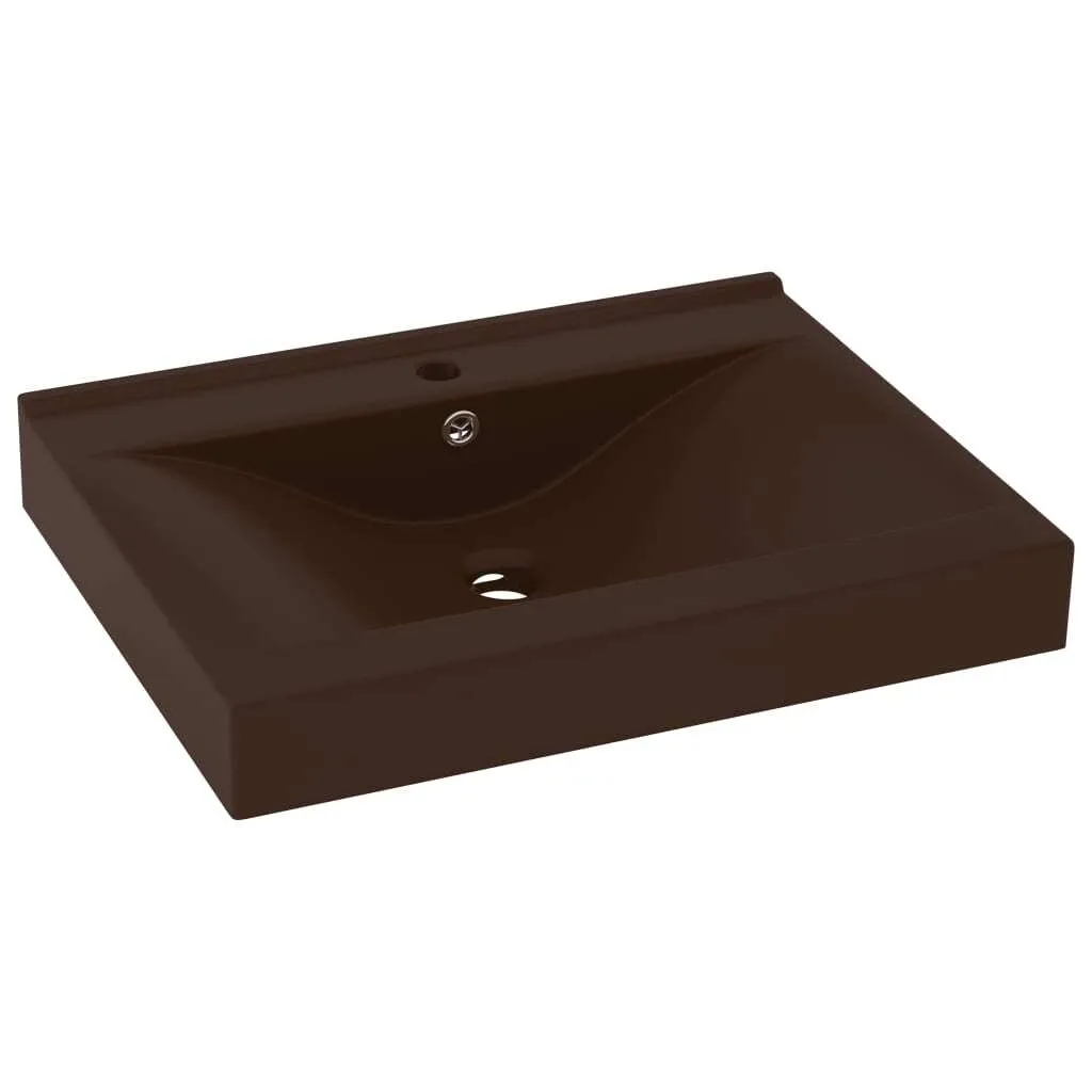 Lavabo Bagno Ceramica Marrone Scuro Opaco 60x46cm vidaXL - Offerta