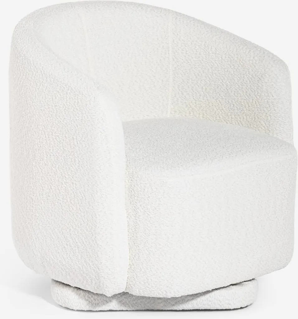 Fauteuil pivotant bouclé blanc Orav gain de place et confort de salon