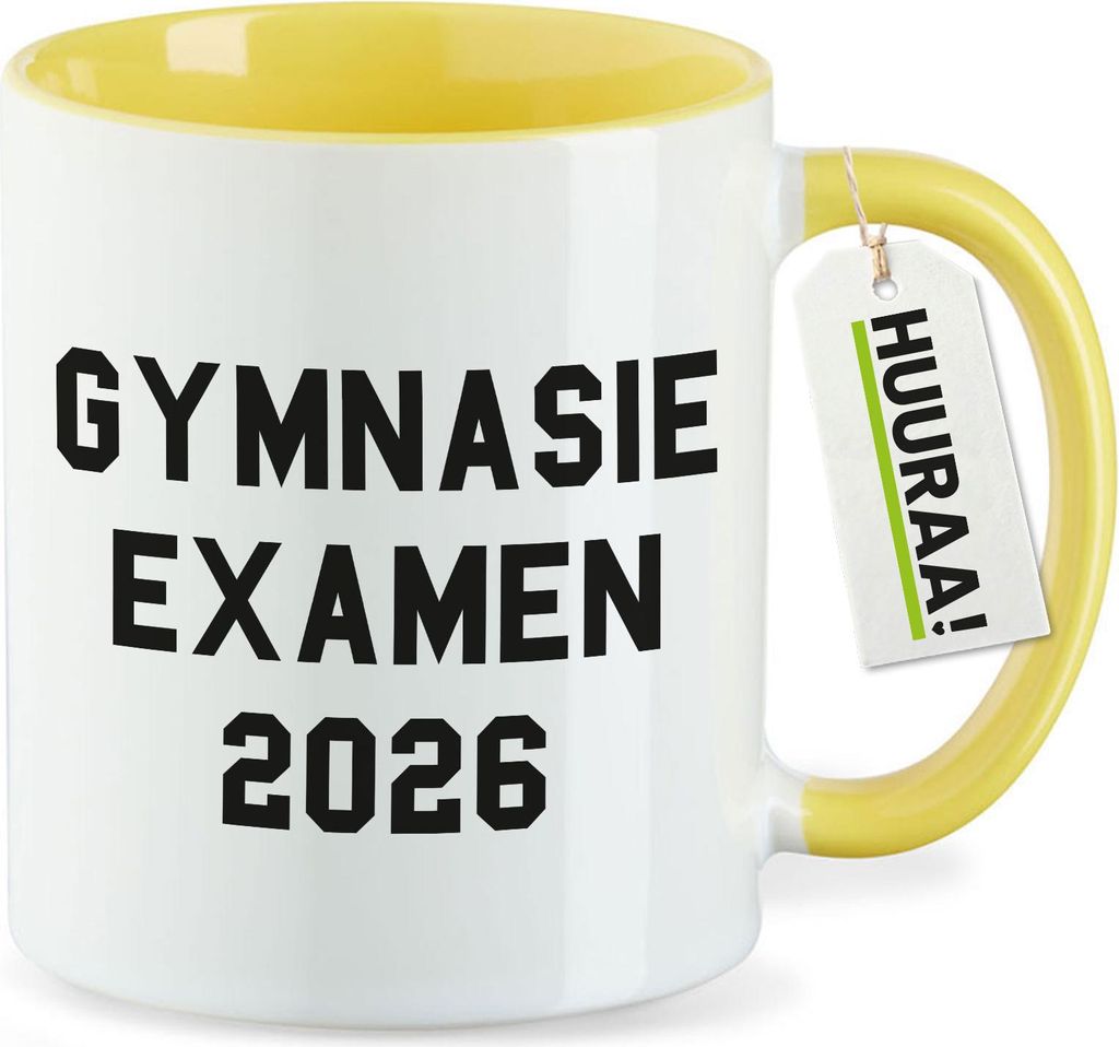 Huuraa Kaffeetasse Gymnasieexamen 2026 Abschluss Schweden 330ml Gelb Keramik Kaffeebecher Geschenkidee