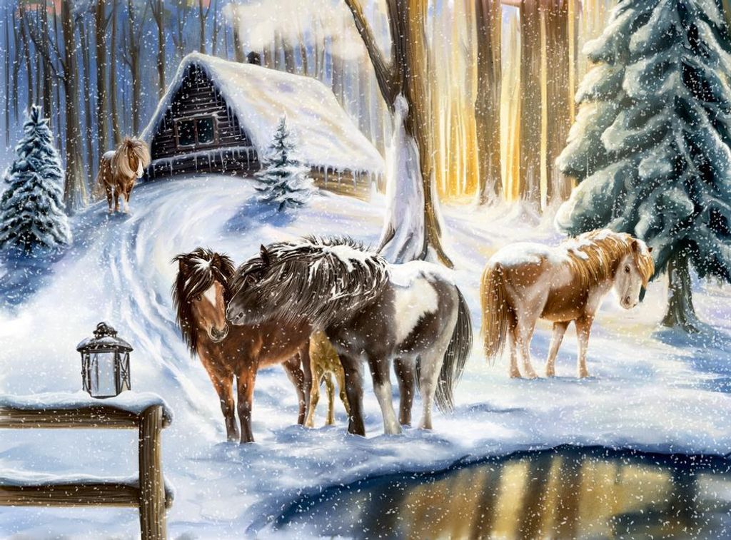 Wandkalender Winterpferde Produktbild 